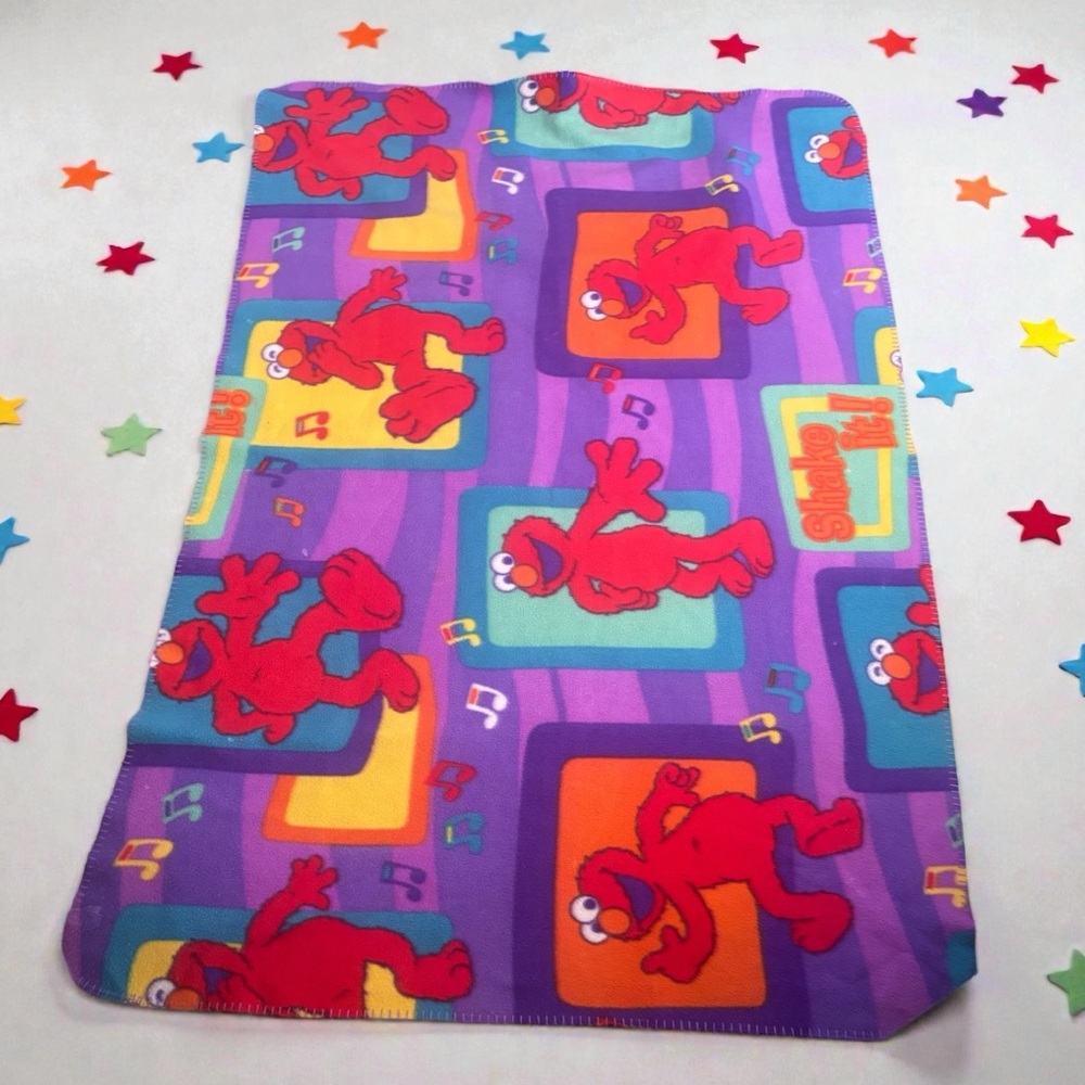 Y2K colorful Sesame Street Elmo Shake It Polyester Blanket Vintage Purple